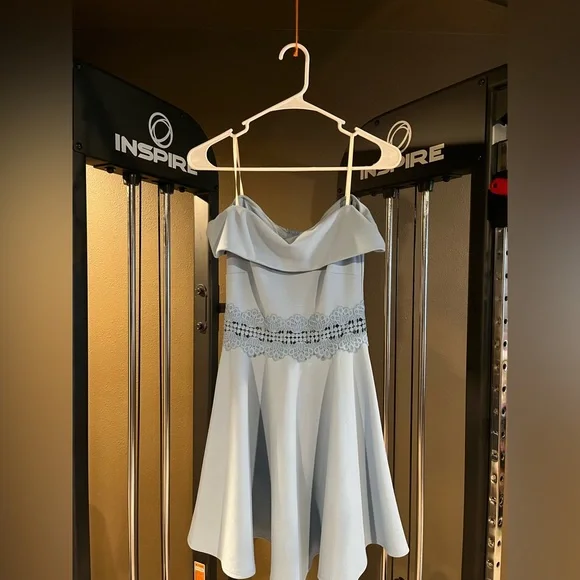 Dresses | Macys Hoco Dress Worn Once Light Blue Off The Shoulder | Poshmark